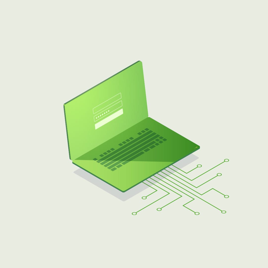 green cyber laptop